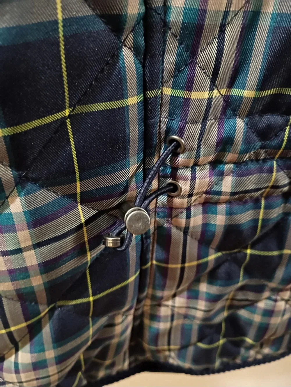 croft & barrow Navy, Cream and Green Plaid Quilted Vest